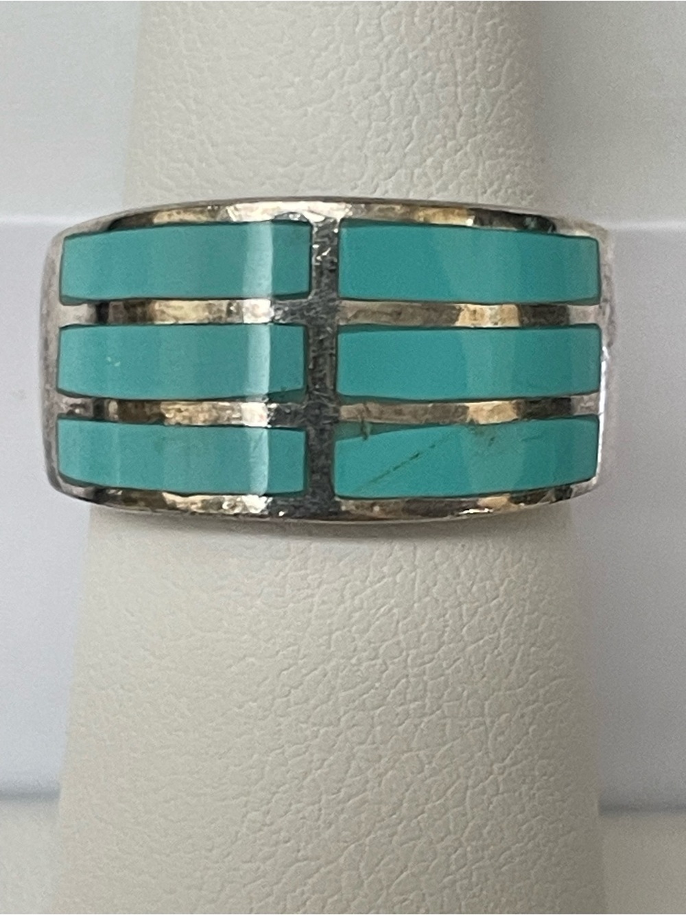 Vintage 925 Sterling Silver Multi Turquoise Inlay Ring